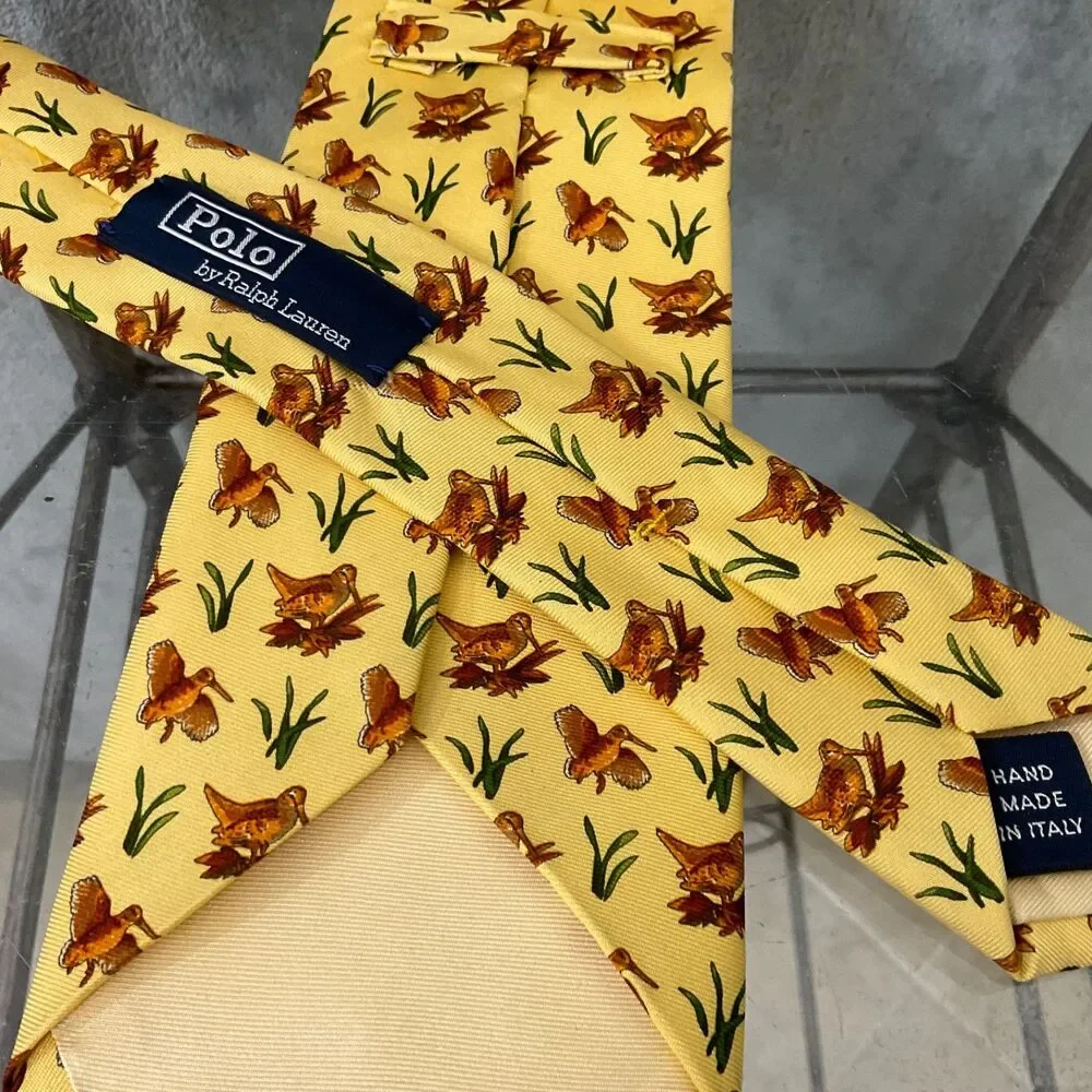 POLO BY RALPH LAUREN Document No 49  Silk Tie Bird Print Hand made